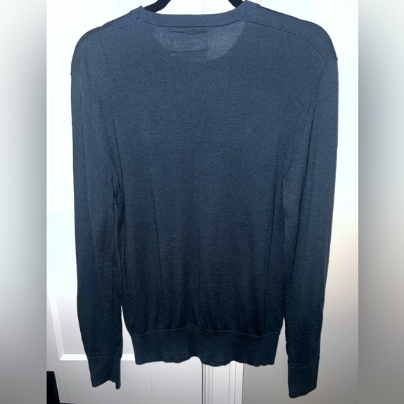 AllSaints Mode Slim Fit Wool Sweater | Men’s Large | Navy Blue - Picture 2 of 2